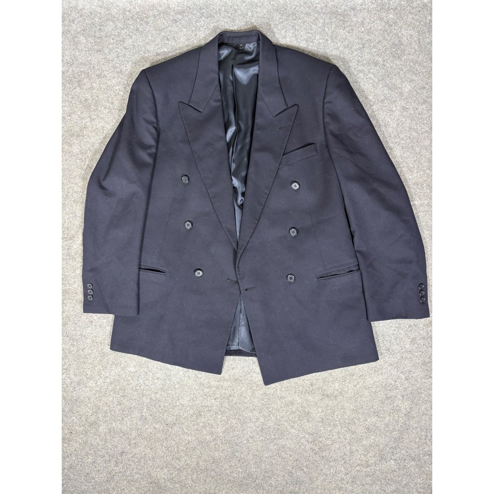 Tallia Uomo‎ Mens Blazer Navy Blue 100% Pure Wool Double Breasted Peak Lapel 42R
